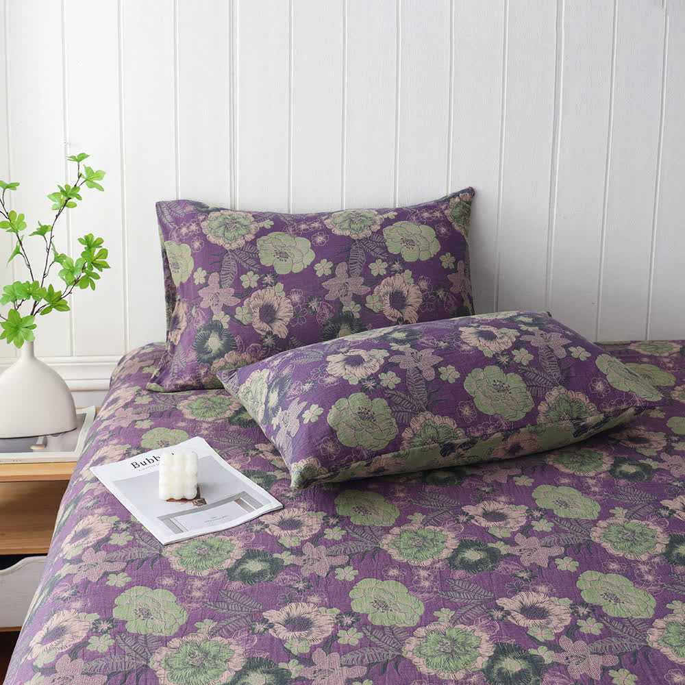Doppellagige Gaze-Kissenbezüge mit Jacquard-Blumenmuster (2 Stück)