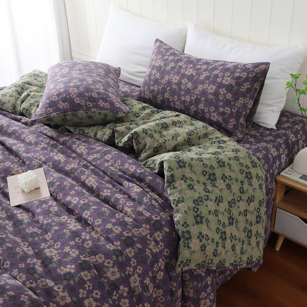 Weiche Kissenbezüge aus Baumwollgaze-Jacquard mit Blumenmuster (2 Stück)