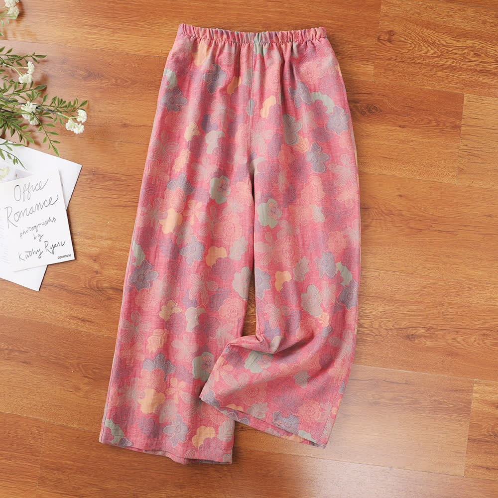 Pyjamahose aus garngefärbter Jacquard-Baumwollgaze