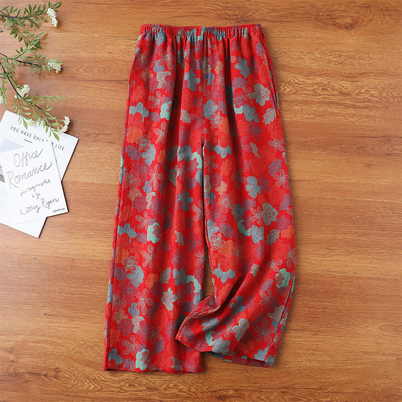 Pyjamahose aus garngefärbter Jacquard-Baumwollgaze