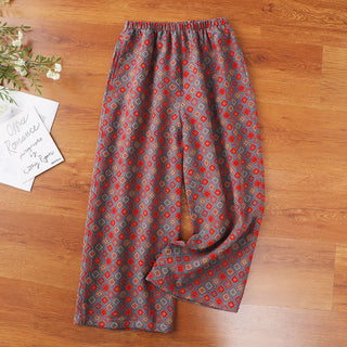 Weiche Pyjamahose aus Baumwollgaze im Retro-Stil