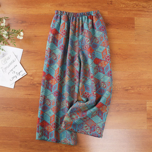 Pyjamahose aus Baumwollgaze mit Vintage-Diamant-Print