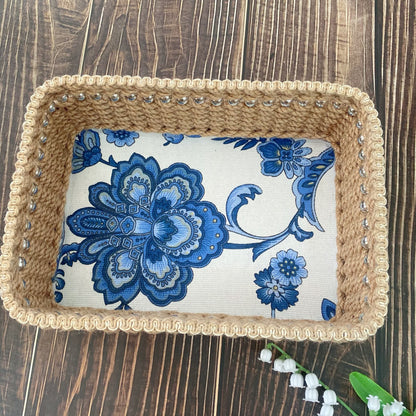 Handgemachter Tisch-Aufbewahrungskorb im Vintage-Stil mit Blumenmuster
