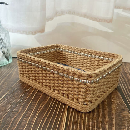 Handgemachter Tisch-Aufbewahrungskorb im Vintage-Stil mit Blumenmuster