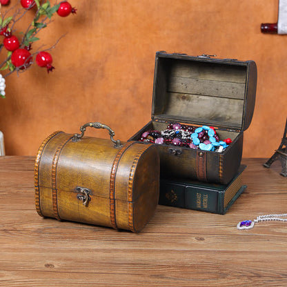 Vintage Tisch-Aufbewahrungsbox aus Holz mit Griff