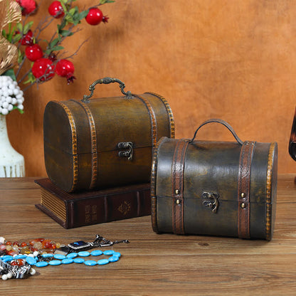 Vintage Tisch-Aufbewahrungsbox aus Holz mit Griff