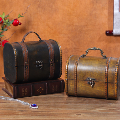 Vintage Tisch-Aufbewahrungsbox aus Holz mit Griff