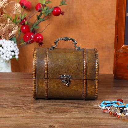 Vintage Tisch-Aufbewahrungsbox aus Holz mit Griff