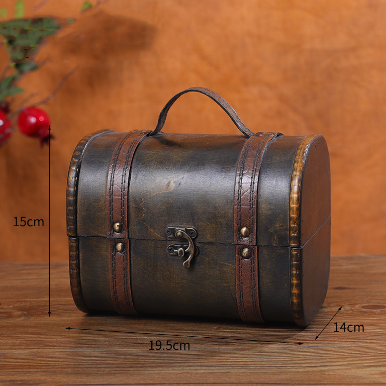 Vintage Tisch-Aufbewahrungsbox aus Holz mit Griff