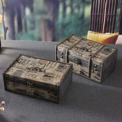 Vintage Tisch-Aufbewahrungsbox aus Holz
