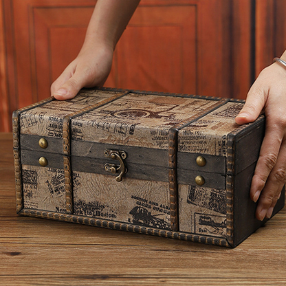 Vintage Tisch-Aufbewahrungsbox aus Holz