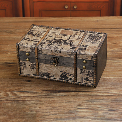Vintage Tisch-Aufbewahrungsbox aus Holz