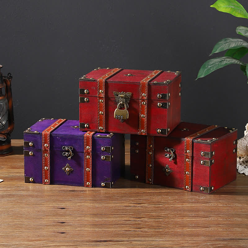 Aufbewahrungsbox für Schmuck im Vintage-Stil aus Holz