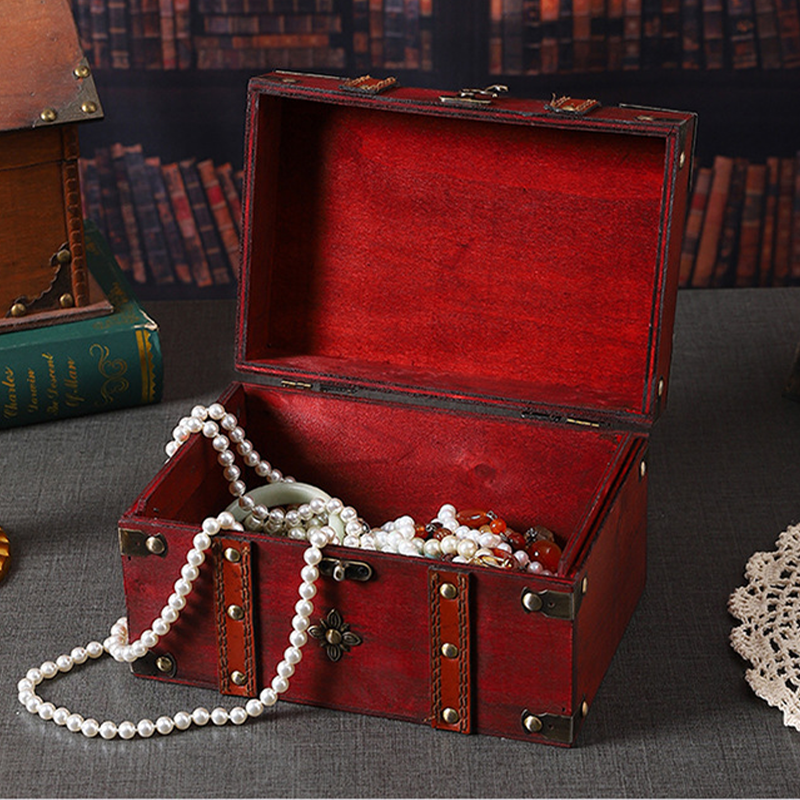 Aufbewahrungsbox für Schmuck im Vintage-Stil aus Holz