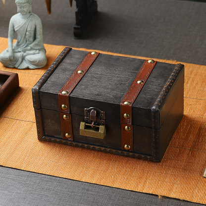 Funktionale Aufbewahrungsbox aus Holz im Retro-Stil