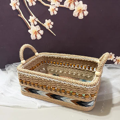 Funktioneller Aufbewahrungskorb mit Blumenmuster für den Tisch
