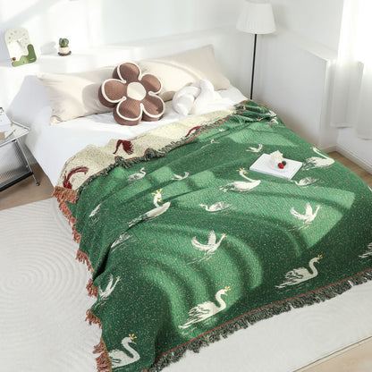 Elegante Wendesteppdecke aus Gänse-Baumwollgaze mit Quasten