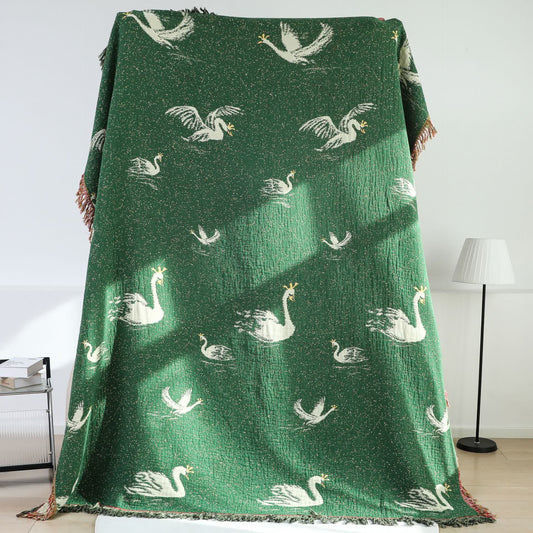 Elegante Wendedecke aus Gänse-Baumwollgaze mit Quasten