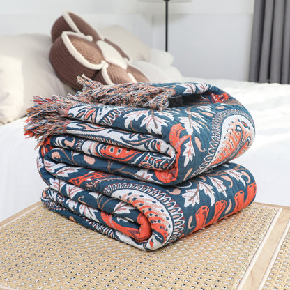 Sofadecke aus Baumwolle mit Paisley-Muster und Elefanten-Quaste