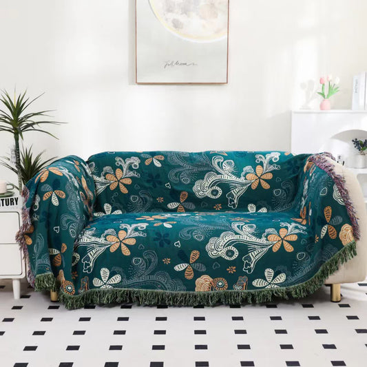 Wendbare Vintage-Sofadecke aus Baumwollgaze