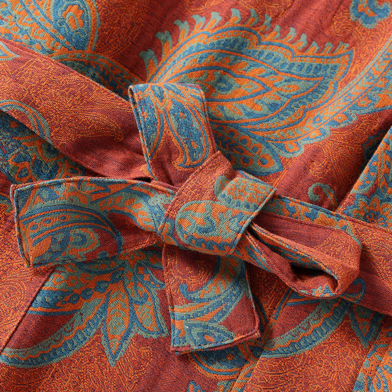 Schnelltrocknender Bademantel aus Baumwollgaze-Jacquard im Retro-Stil