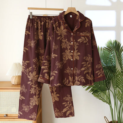 Vintage-Pyjama-Set aus garngefärbter Baumwolle mit Jacquard-Revers - Dunkelviolett - 2XL - image 3