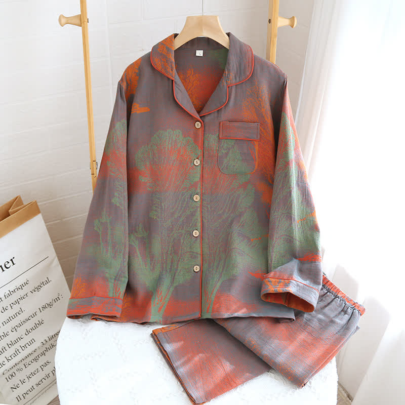 Pyjama-Set aus Jacquard-Baumwollgaze mit Reversausschnitt