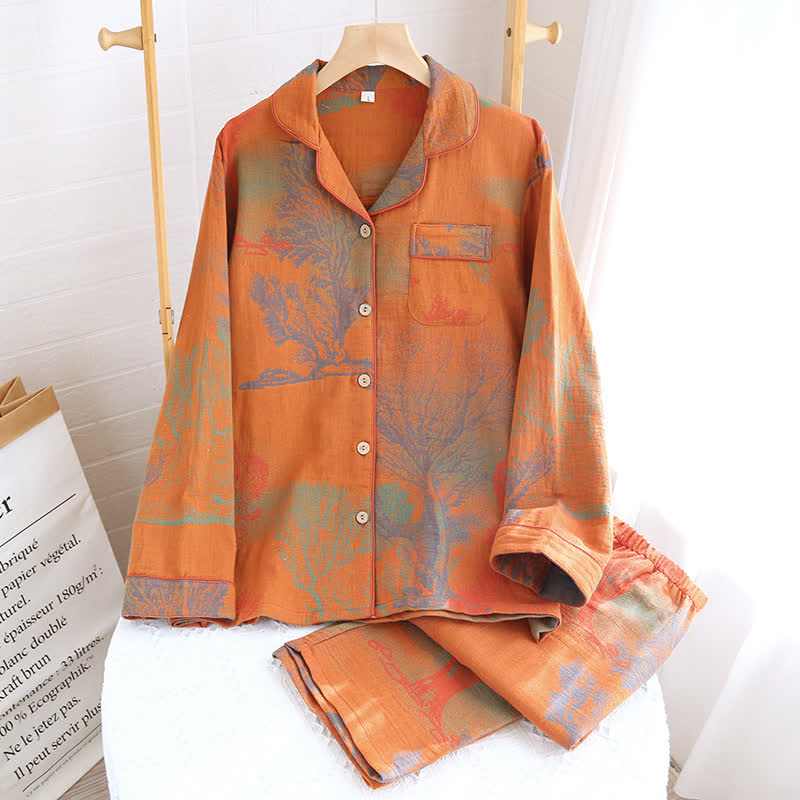 Pyjama-Set aus Jacquard-Baumwollgaze mit Reversausschnitt