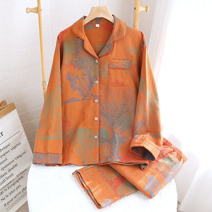 Pyjama-Set aus Jacquard-Baumwollgaze mit Reversausschnitt