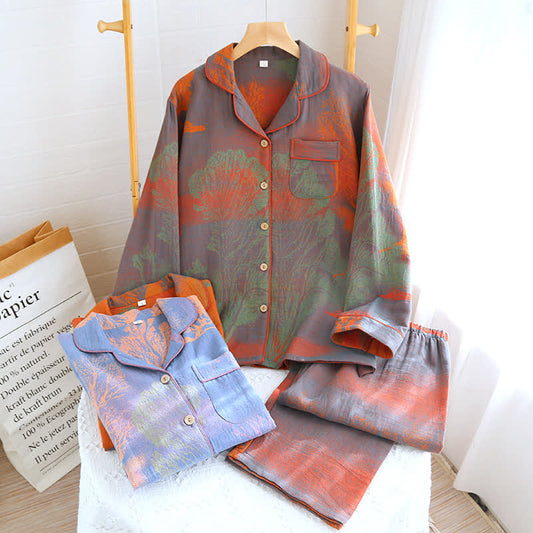 Pyjama-Set aus Jacquard-Baumwollgaze mit Reversausschnitt