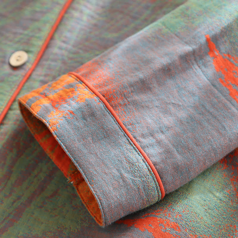 Pyjama-Set aus Jacquard-Baumwollgaze mit Reversausschnitt