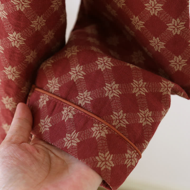 Nachtwäsche-Set aus Jacquard-Baumwollgaze-Cardigan