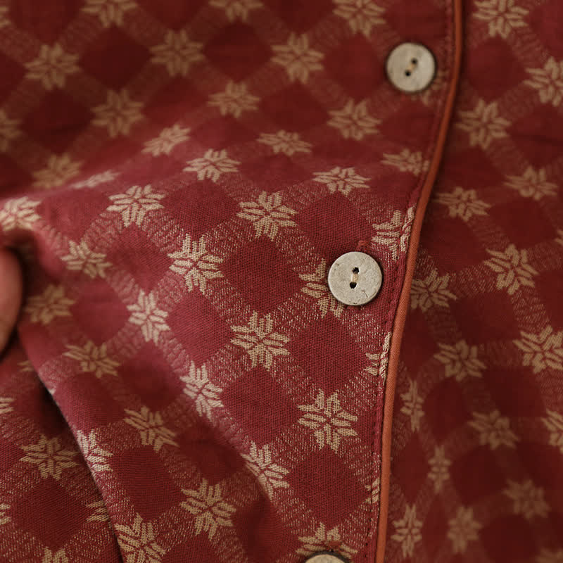 Nachtwäsche-Set aus Jacquard-Baumwollgaze-Cardigan