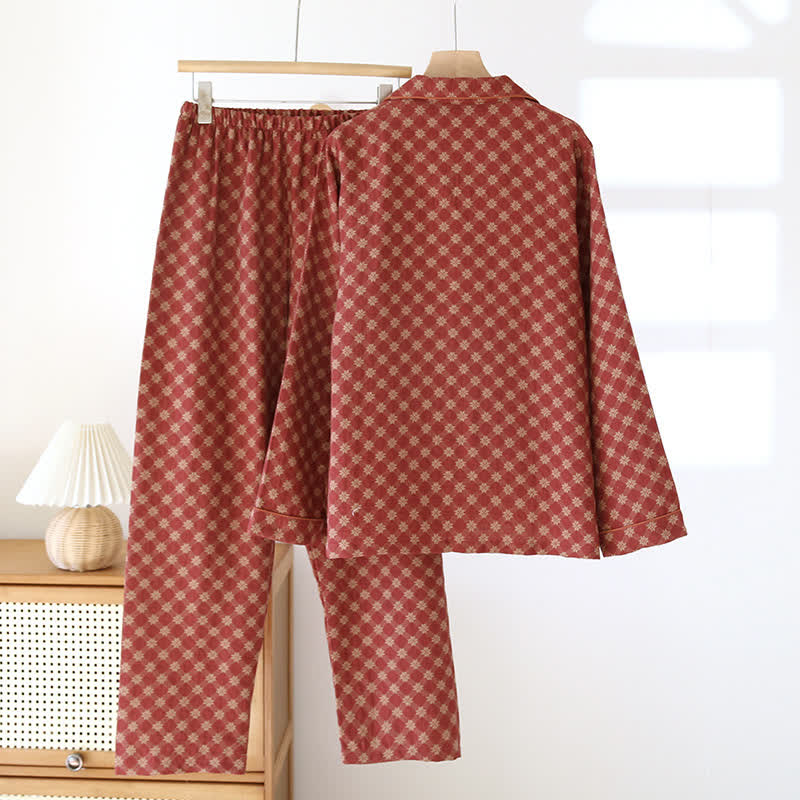 Nachtwäsche-Set aus Jacquard-Baumwollgaze-Cardigan
