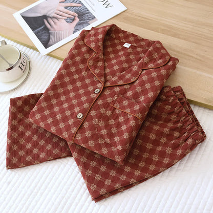 Nachtwäsche-Set aus Jacquard-Baumwollgaze-Cardigan