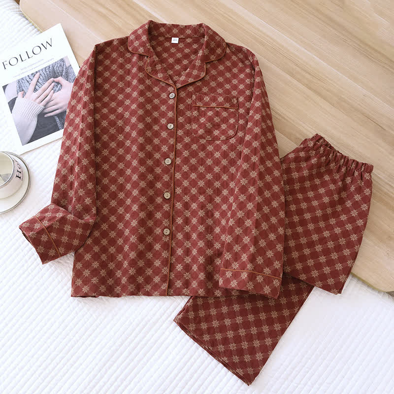 Nachtwäsche-Set aus Jacquard-Baumwollgaze-Cardigan