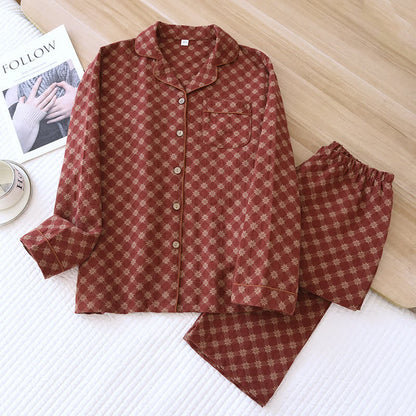 Nachtwäsche-Set aus Jacquard-Baumwollgaze-Cardigan