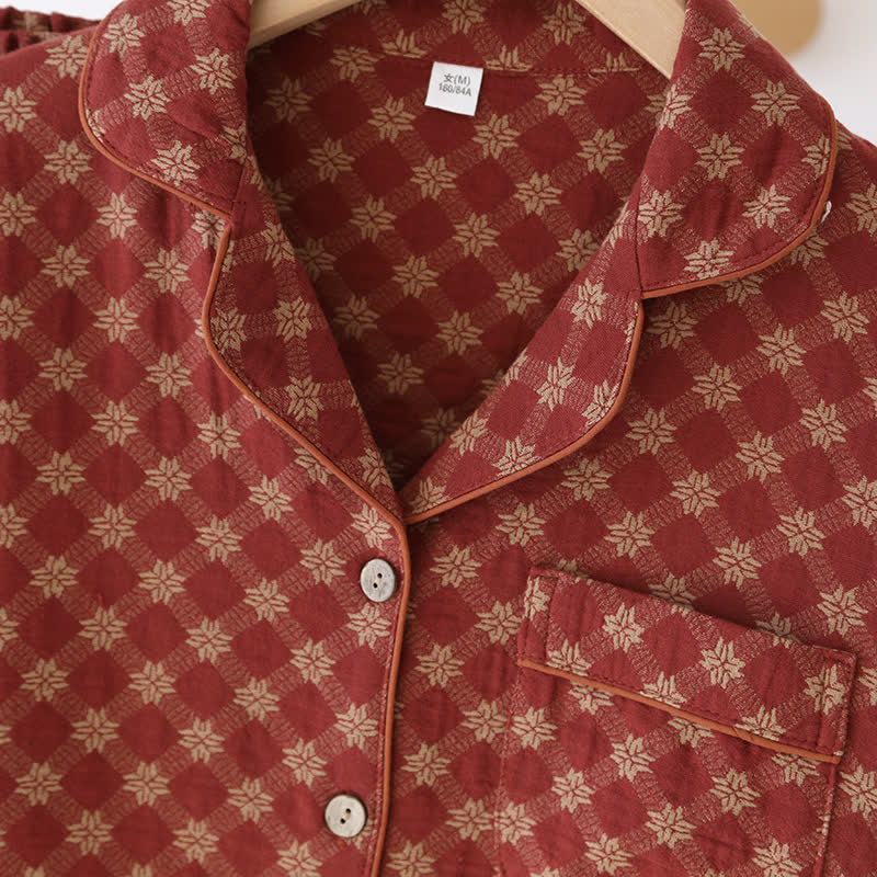Nachtwäsche-Set aus Jacquard-Baumwollgaze-Cardigan