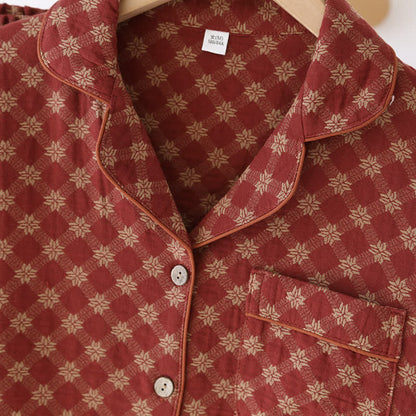 Nachtwäsche-Set aus Jacquard-Baumwollgaze-Cardigan