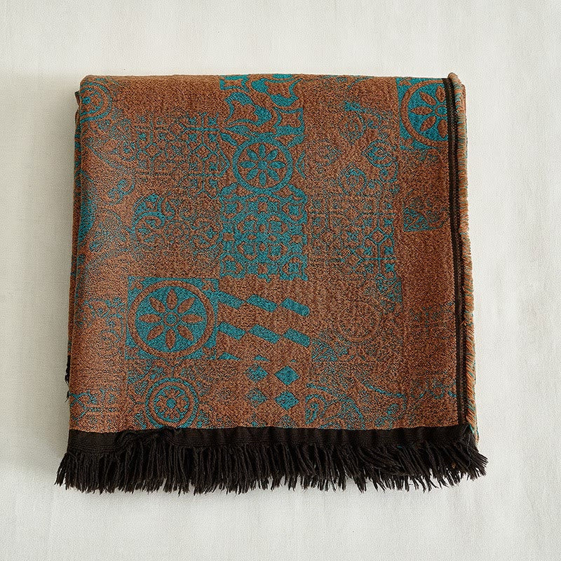 Vintage Luxus-Schaldecke aus garngefärbter Baumwolle