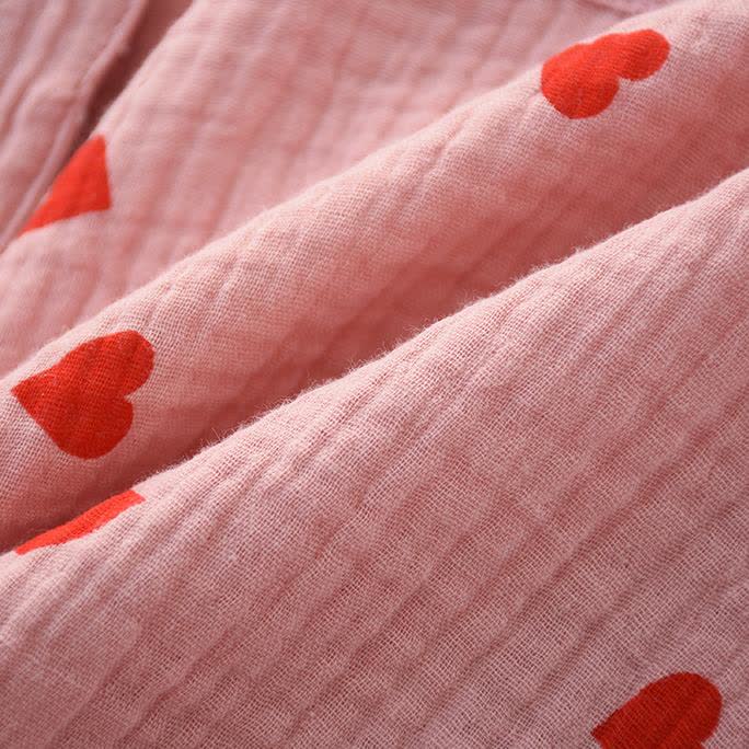 Nachtwäscheset aus Baumwollgaze mit Jacquard-Herzen