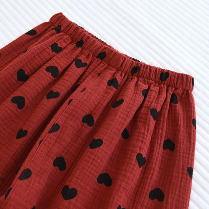 Loungewear-Set aus Baumwolle mit Jacquard-Herzrevers