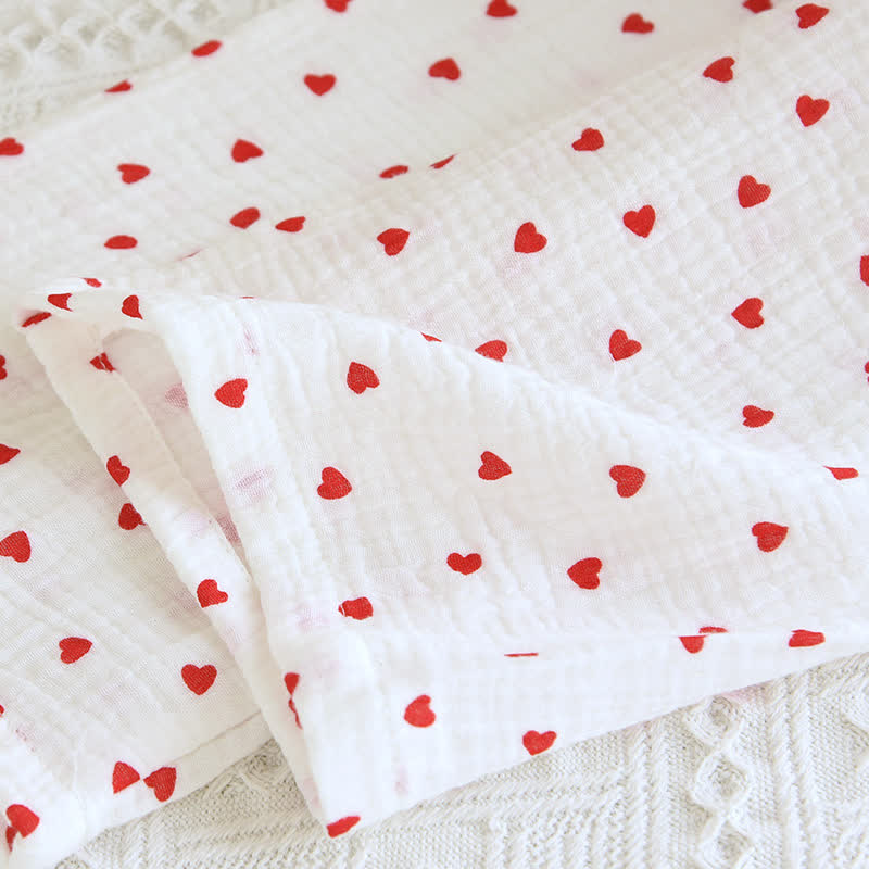 Einfaches Loungewear-Set aus Baumwollgaze mit Herzrevers