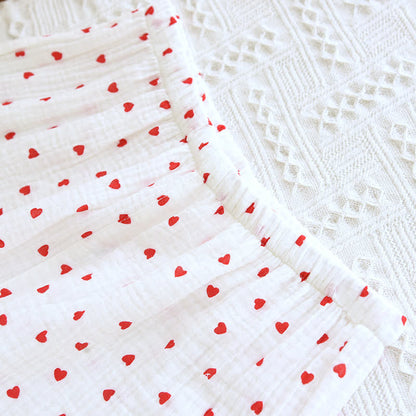 Einfaches Loungewear-Set aus Baumwollgaze mit Herzrevers