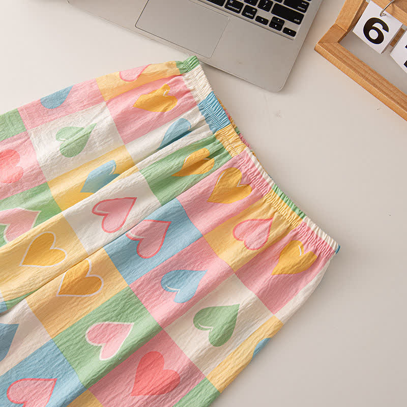 Pyjama-Set aus Baumwolle mit Herz-Print im Dopamine-Stil