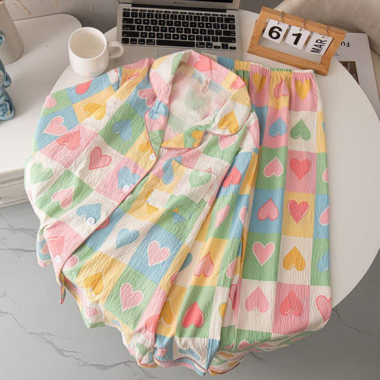 Pyjama-Set aus Baumwolle mit Herz-Print im Dopamine-Stil