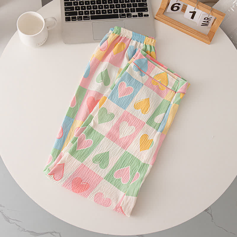 Pyjama-Set aus Baumwolle mit Herz-Print im Dopamine-Stil