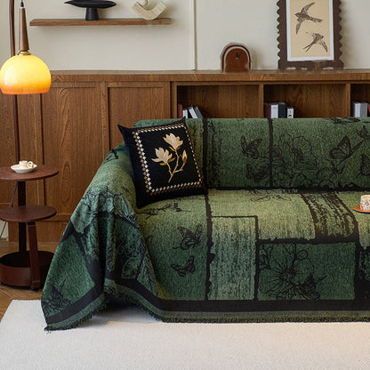 Chenille Couchbezug mit Vintage-Kunstpflanzen und Blumenmuster