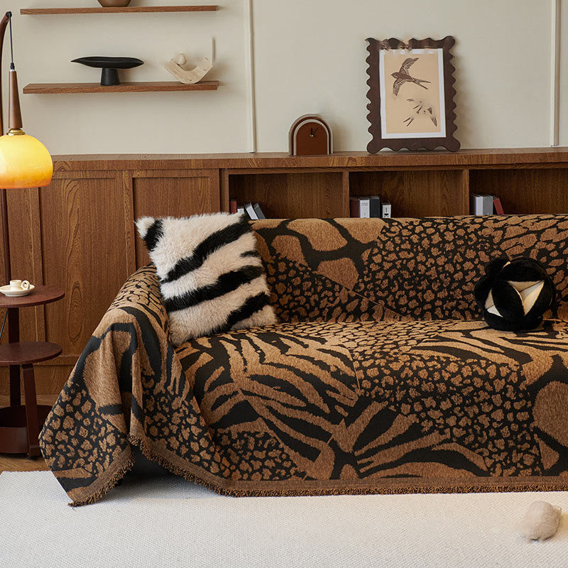 Chenille Couchbezug mit Vintage-Kunstpflanzen und Blumenmuster