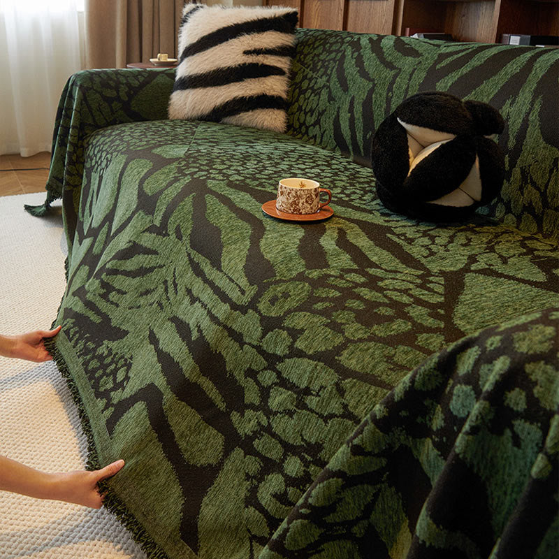 Chenille Couchbezug mit Vintage-Kunstpflanzen und Blumenmuster